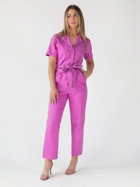 Skies Are Blue Pink Utility Belted Jumpsuit